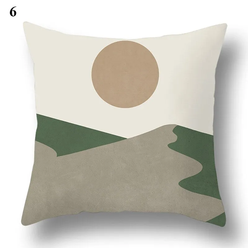 Geometric Green Leaf Pattern Decorative Pillowcase