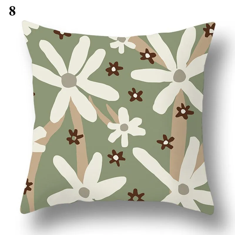 Geometric Green Leaf Pattern Decorative Pillowcase