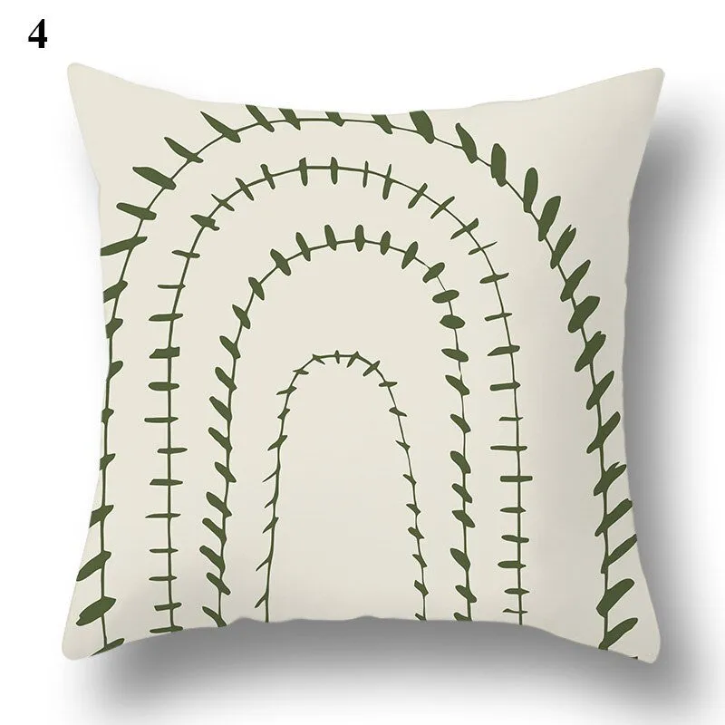 Geometric Green Leaf Pattern Decorative Pillowcase