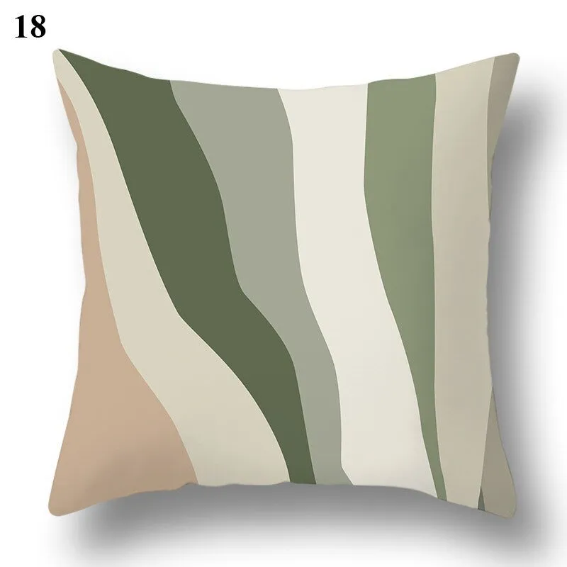 Geometric Green Leaf Pattern Decorative Pillowcase