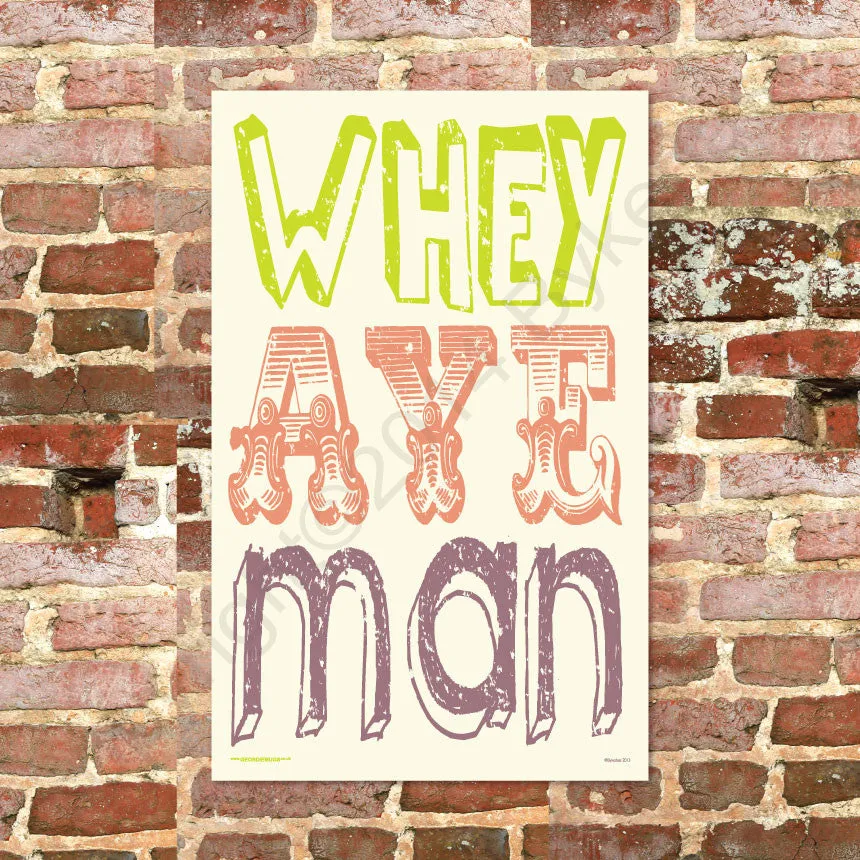 Geordie Whey Aye Man Tea Towel THREE colours (G3CTT)