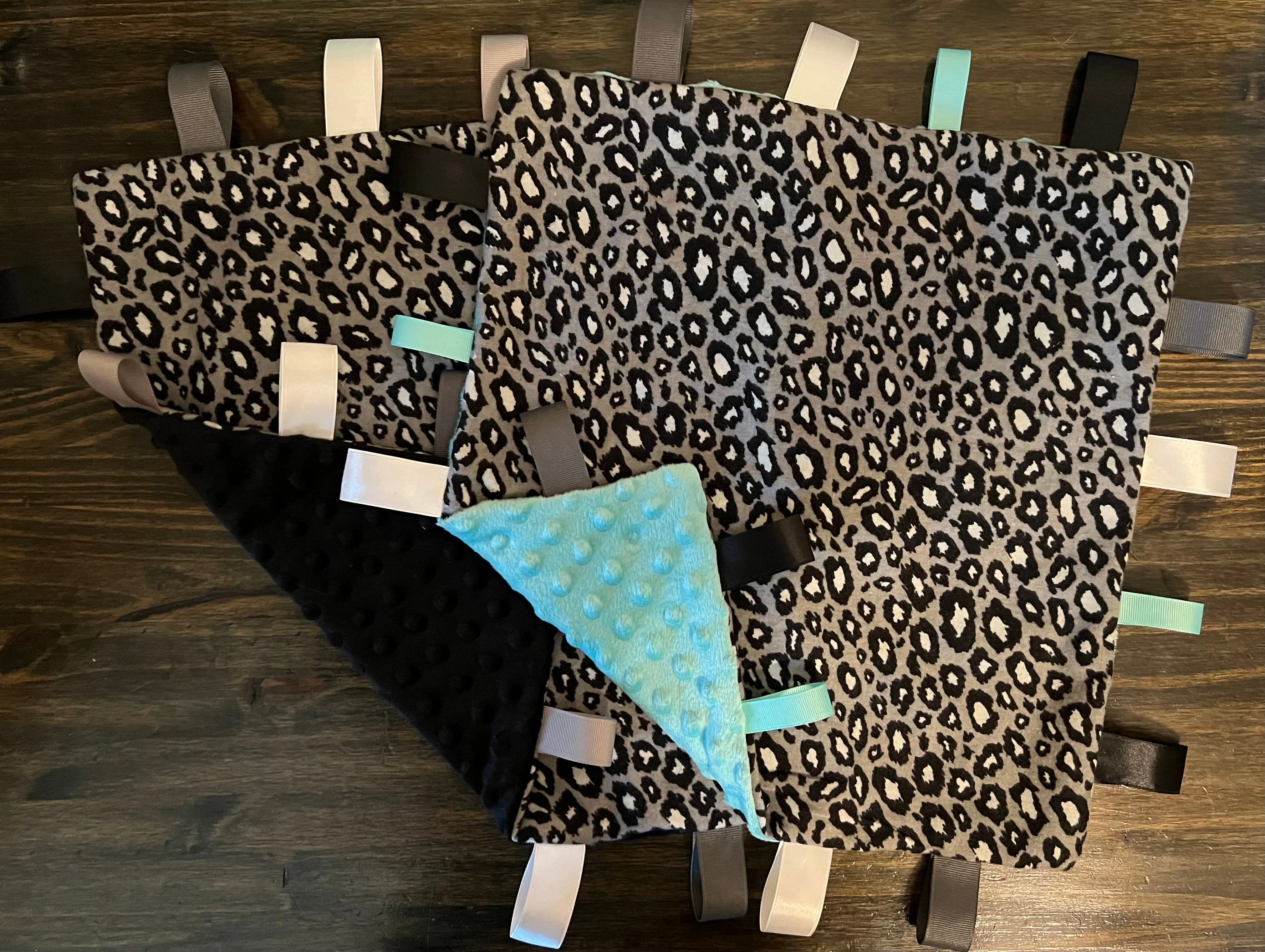 Gray Cheetah Print Taggie Blanket