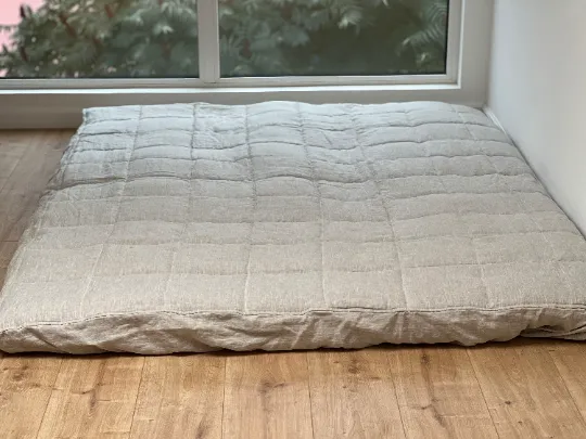 HEMP shikibuton mat Shiki futon 3” thick filled organic hemp fiber filler in natural non-dyed Cotton fabric Custom Size Hand made