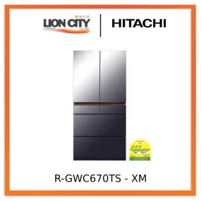 Hitachi R-GWC670TS-XM 525L 6 Door Fridge - Mirror Mauve Gray