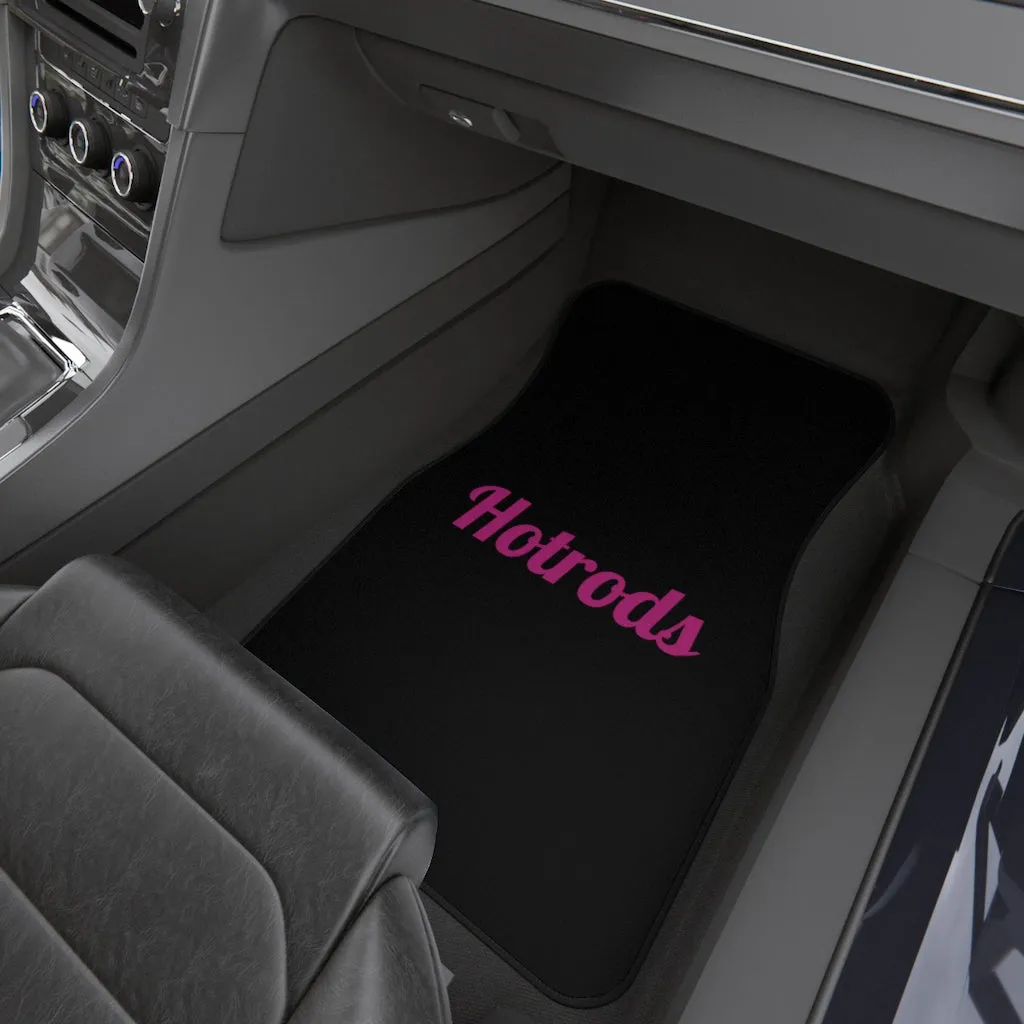 Hotrods Car Mats (Set of 4) - Black w/Pink print