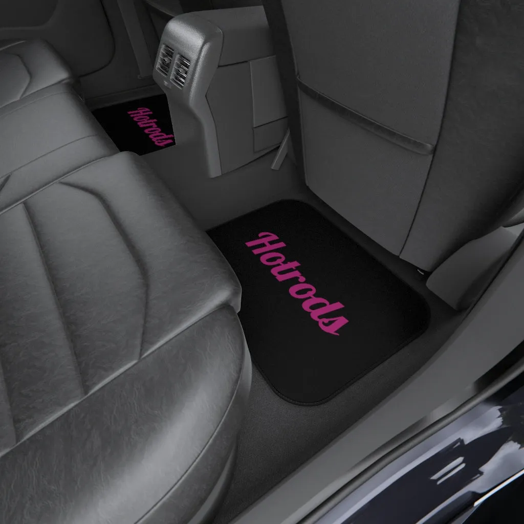 Hotrods Car Mats (Set of 4) - Black w/Pink print