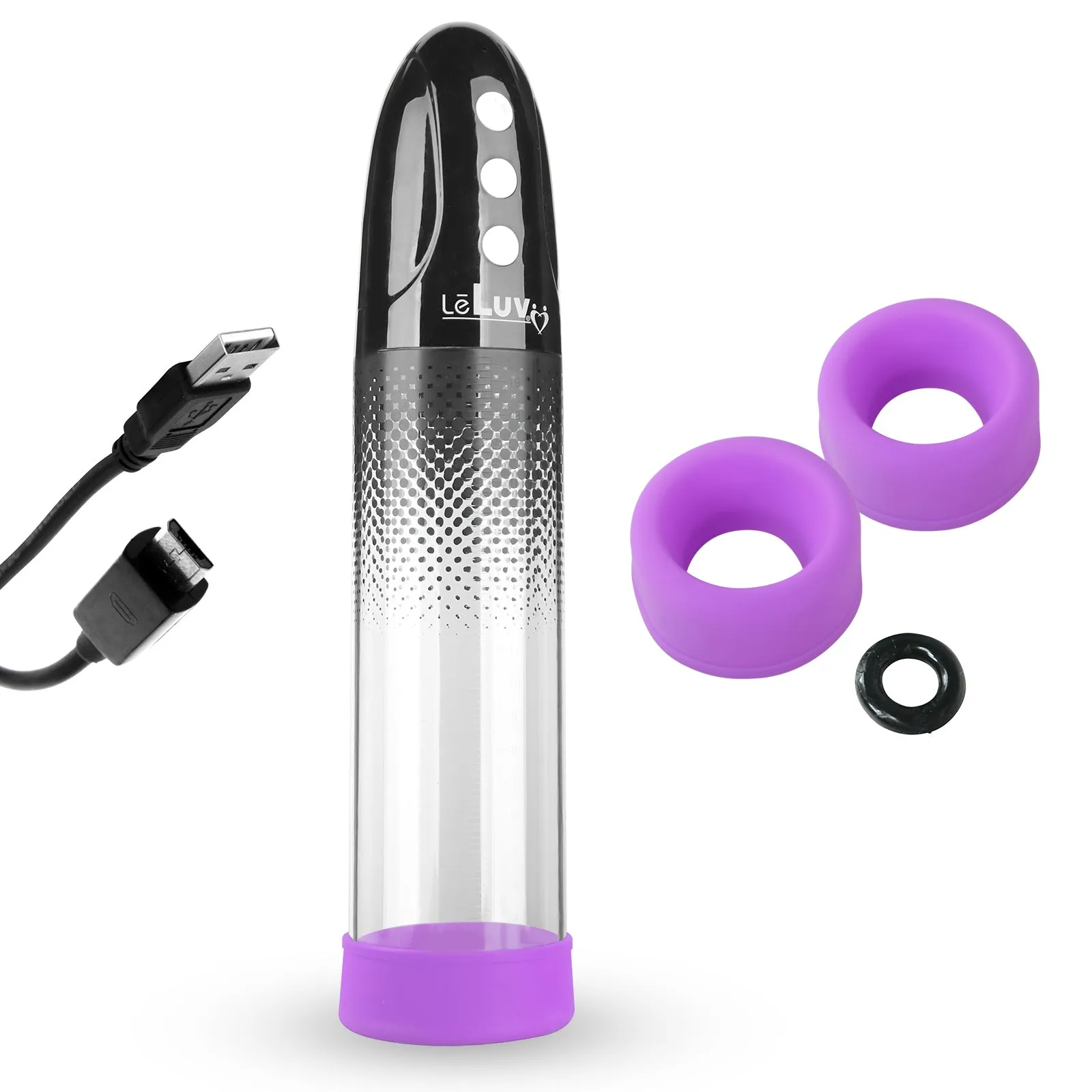 iPump 3-Speed Rechargeable Penis Pump with Donut Cock Ring & 3 Premium Sleeves