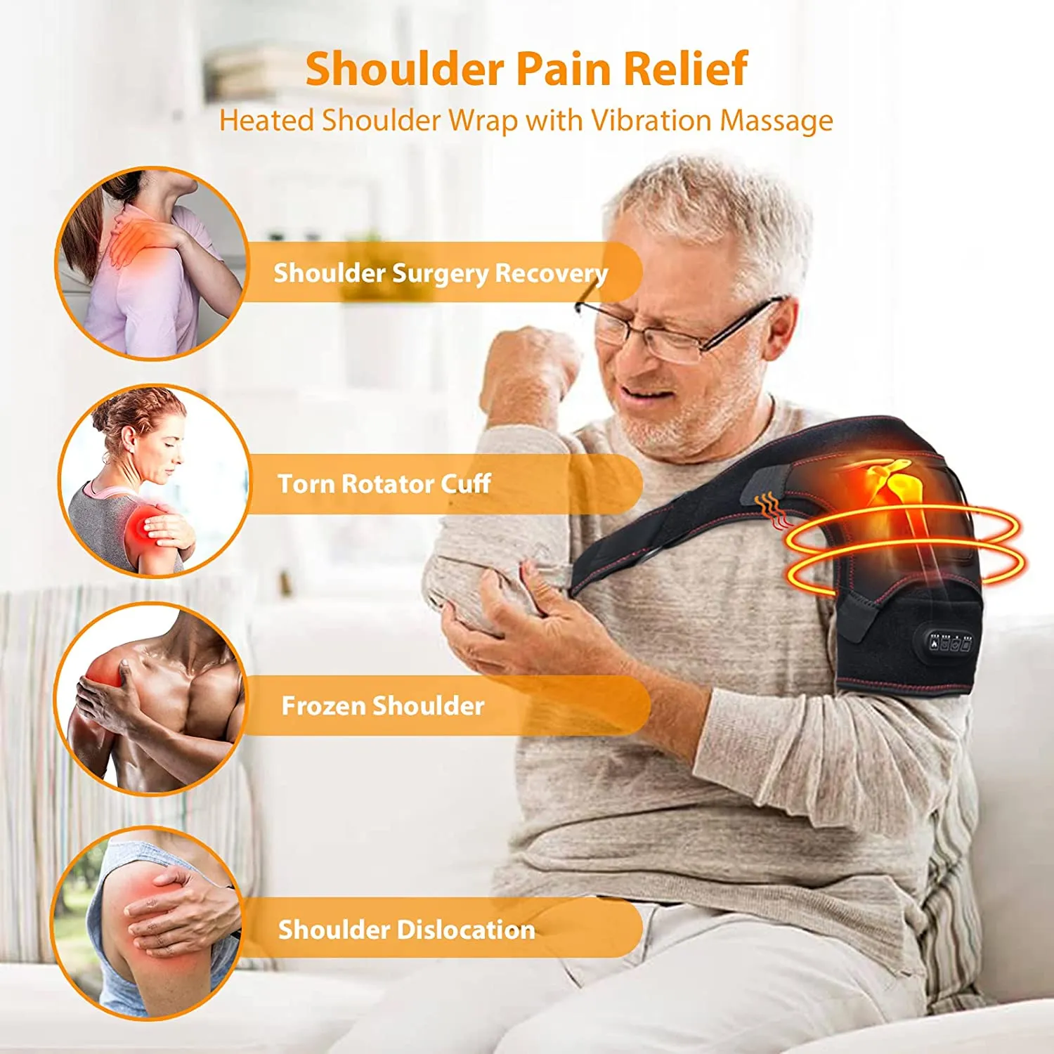 ITEM# 0157   Heated Shoulder Wrap for Men Women, Upgrade Electric Heating Pad Massager with 3 Vibration and Heat Settings and Timer, Shoulder Braces for Rotator Cuff, Joint Capsule, Muscles Pain Relief (Watch Video)