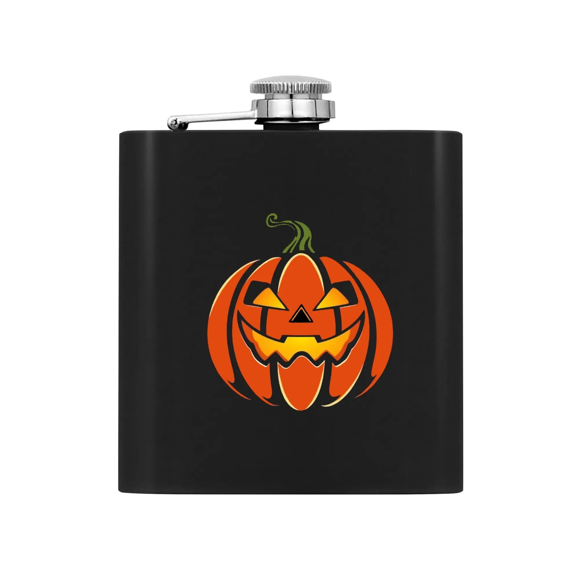 Jack-O-Lantern Flask Set 7oz Black Stainless Steel with A Gift Box