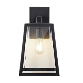 Jacqueline 9" Iron/Glass Modern Industrial Angled LED Outdoor Lantern