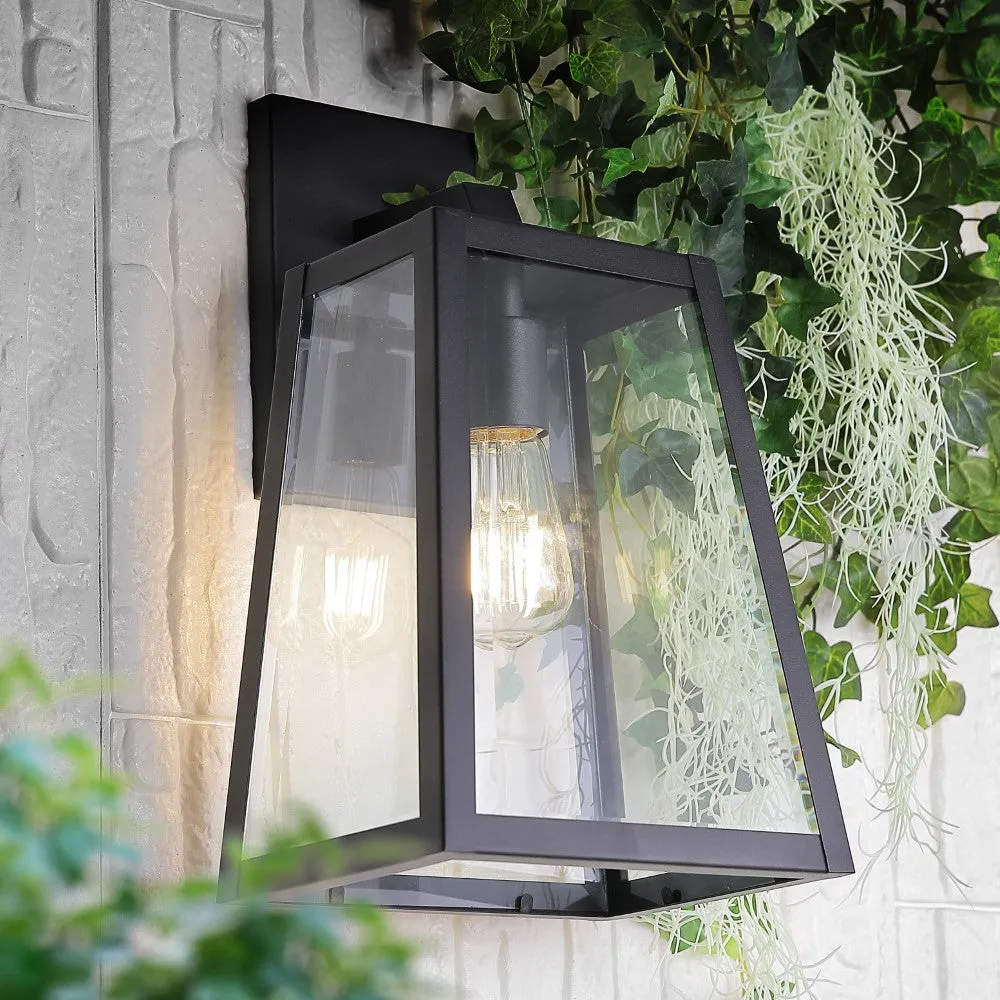 Jacqueline 9" Iron/Glass Modern Industrial Angled LED Outdoor Lantern