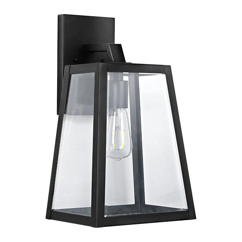 Jacqueline 9" Iron/Glass Modern Industrial Angled LED Outdoor Lantern