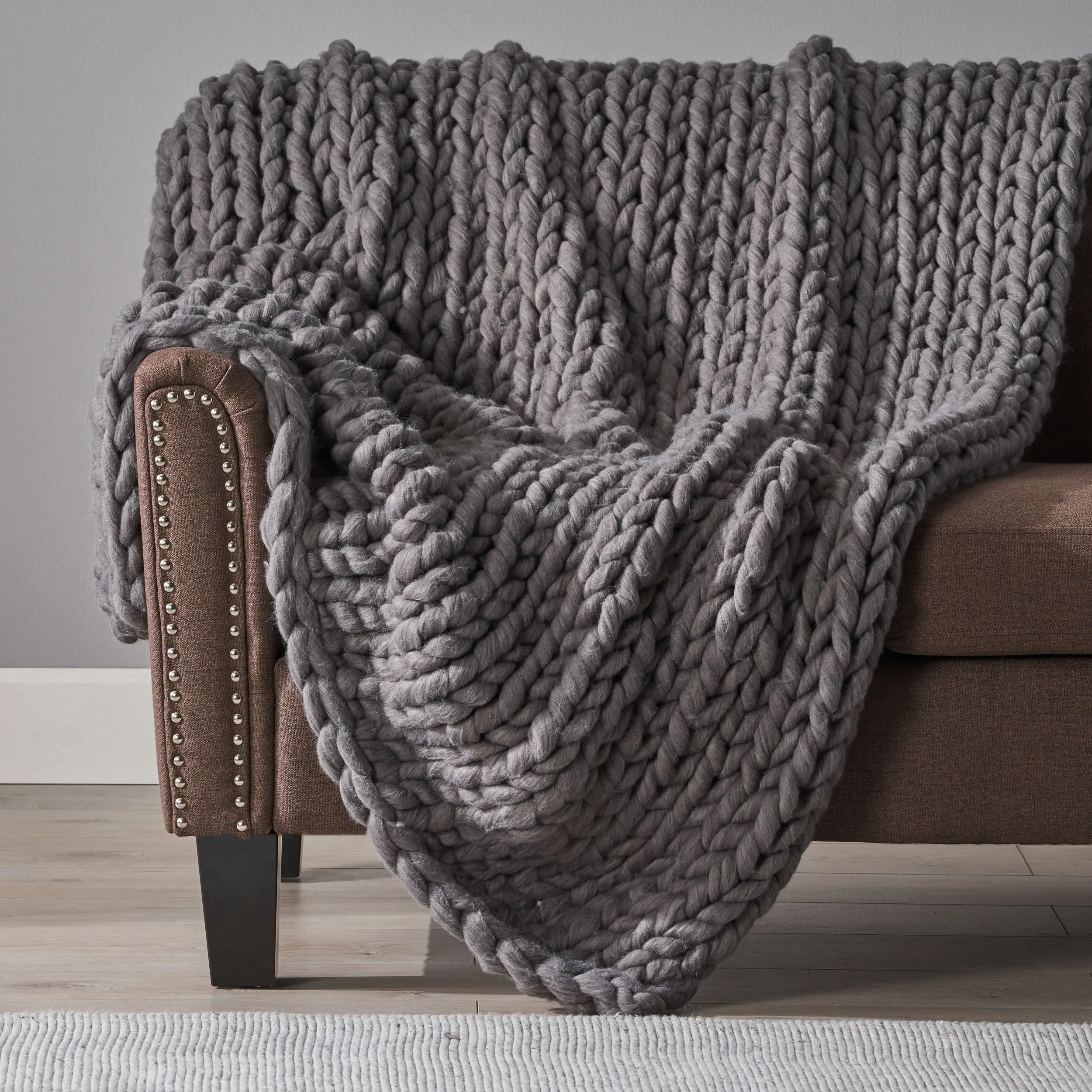 Jacqueline Modern Knit Stitch Fabric Rectangle Throw Blanket