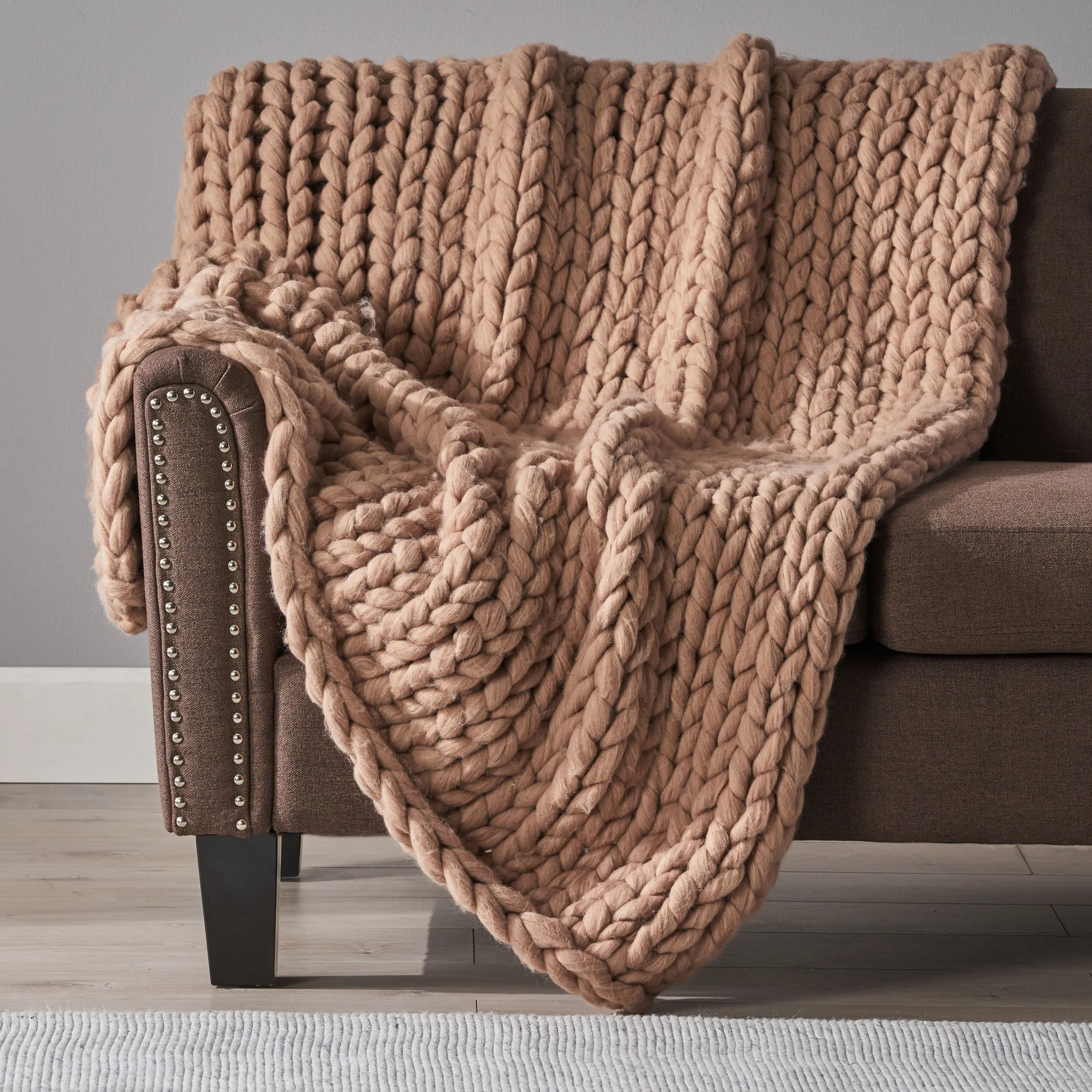 Jacqueline Modern Knit Stitch Fabric Rectangle Throw Blanket