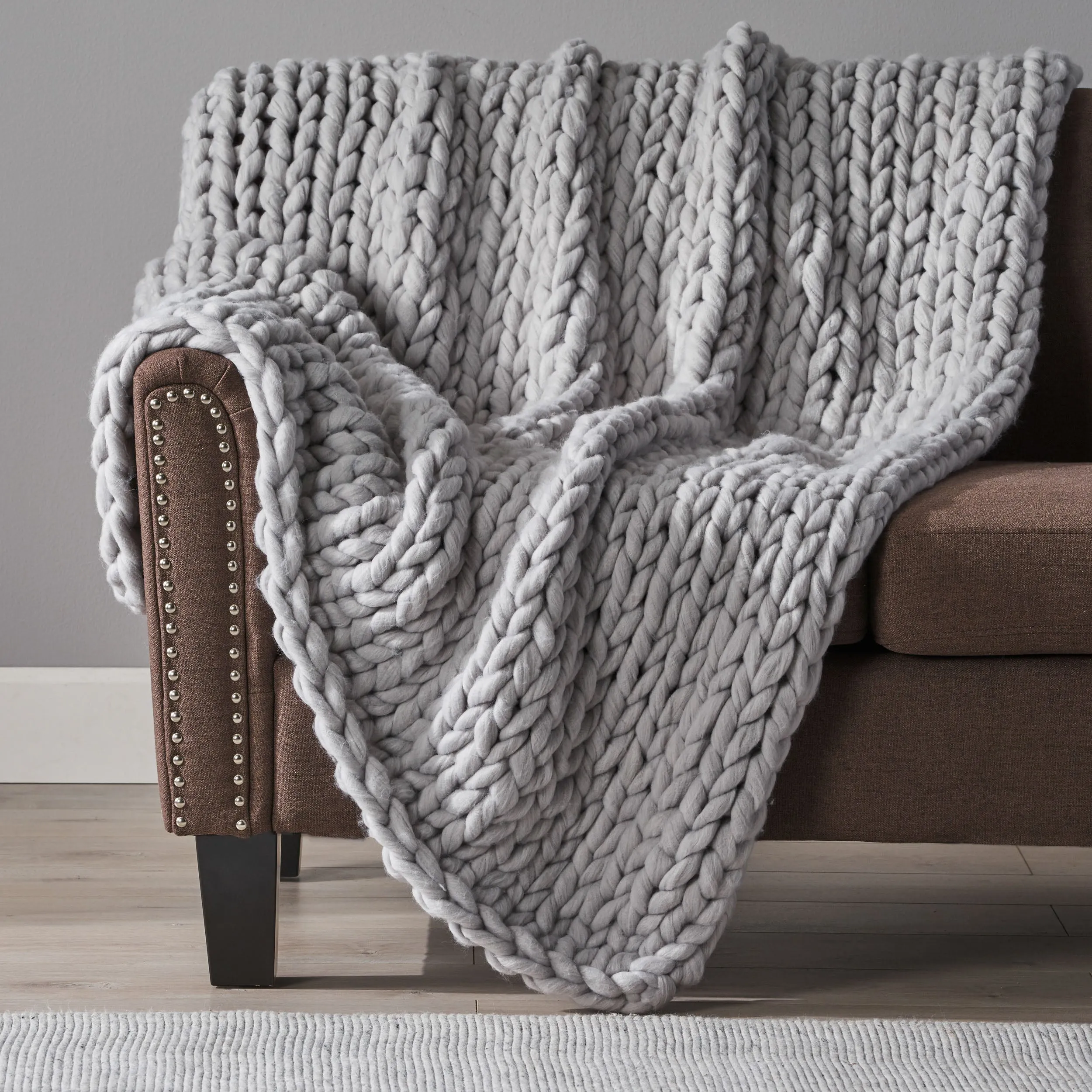 Jacqueline Modern Knit Stitch Fabric Rectangle Throw Blanket