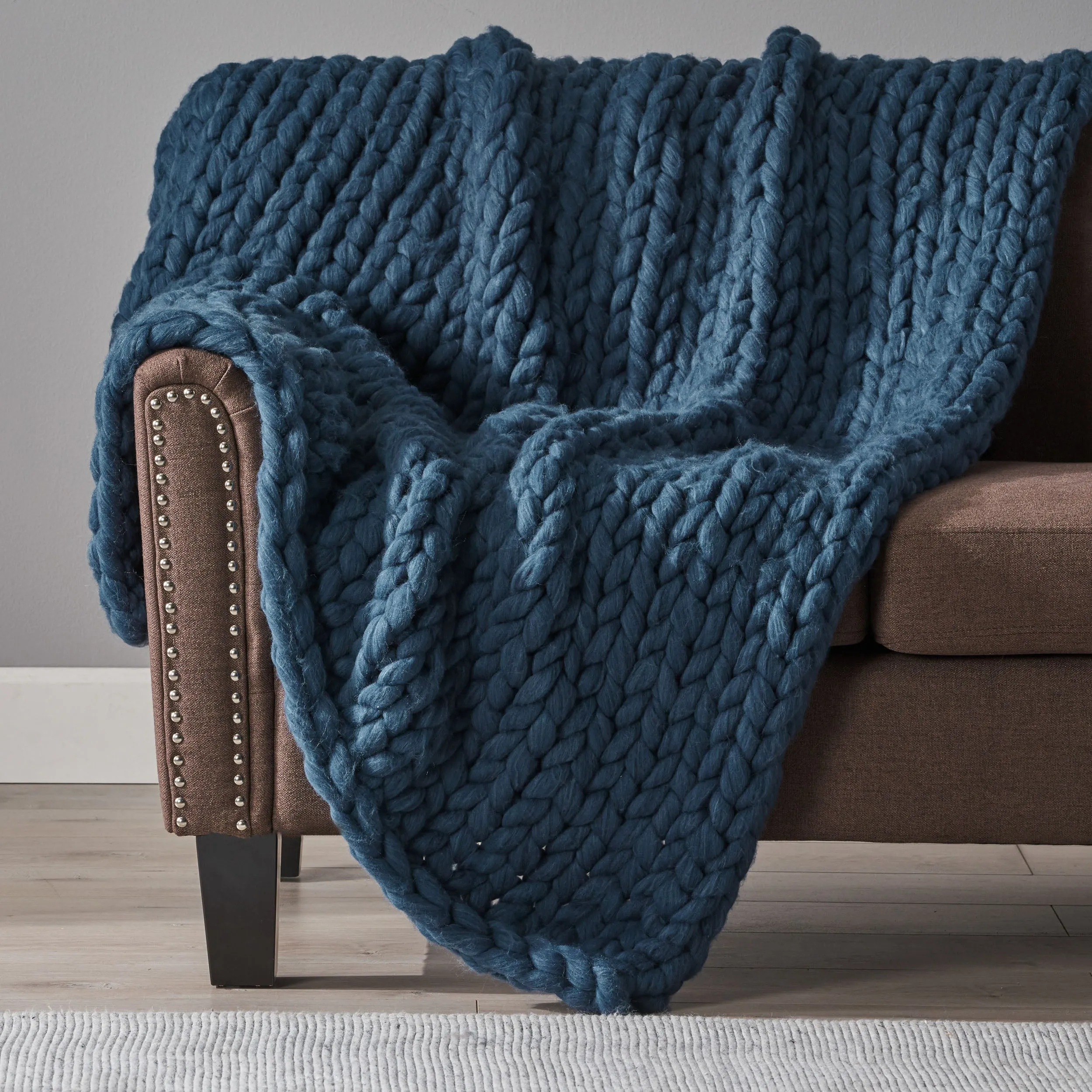 Jacqueline Modern Knit Stitch Fabric Rectangle Throw Blanket