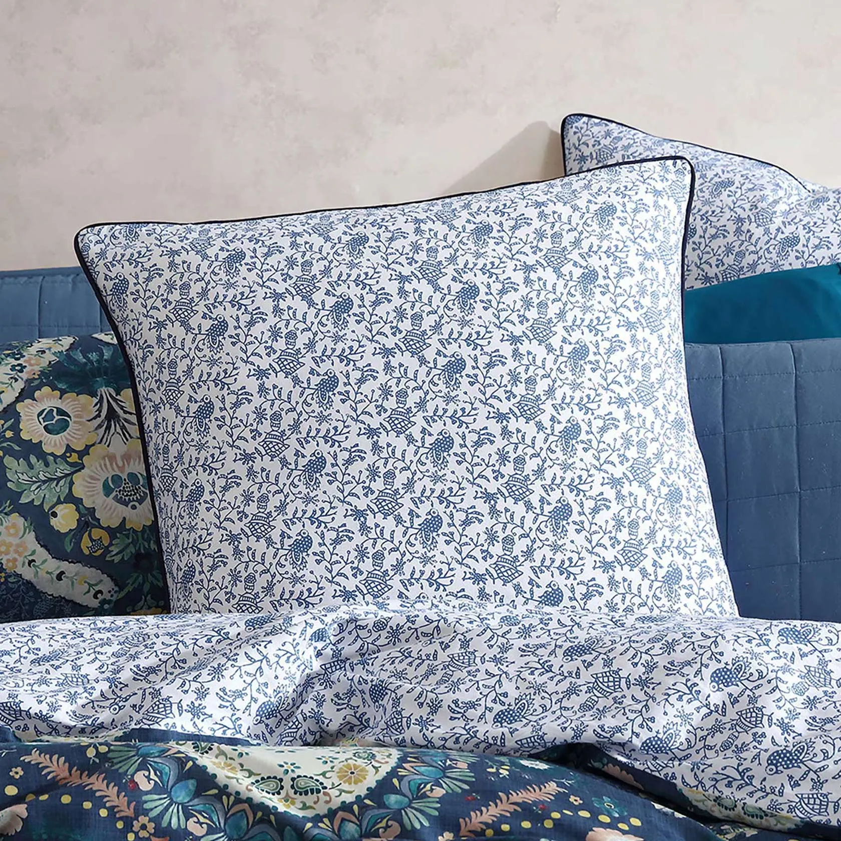 Kashmir Mid Blue European Pillowcase by Logan and Mason