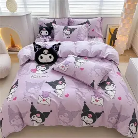 Kawaii My Melody Kuromi Cinnamoroll Duvet Cover Pillowcase Bedding Set Cute Beauty Cartoon Animation Home Dormitory Room Decor