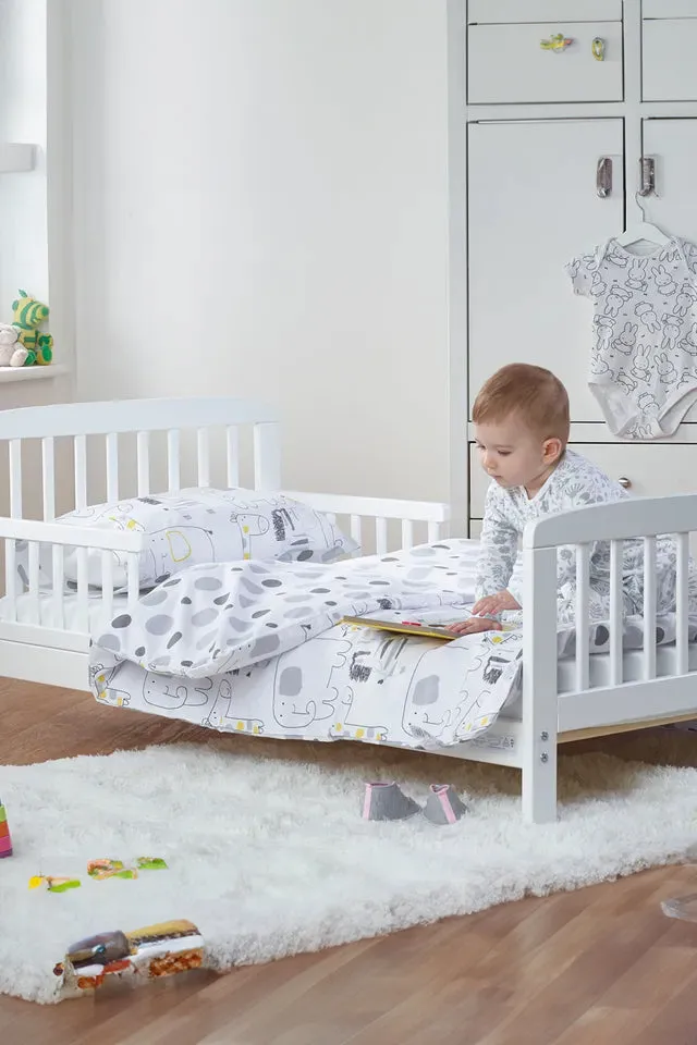 Kinder Valley White Safari Friends 3 Piece Toddler Bedding Set (2-6 years)