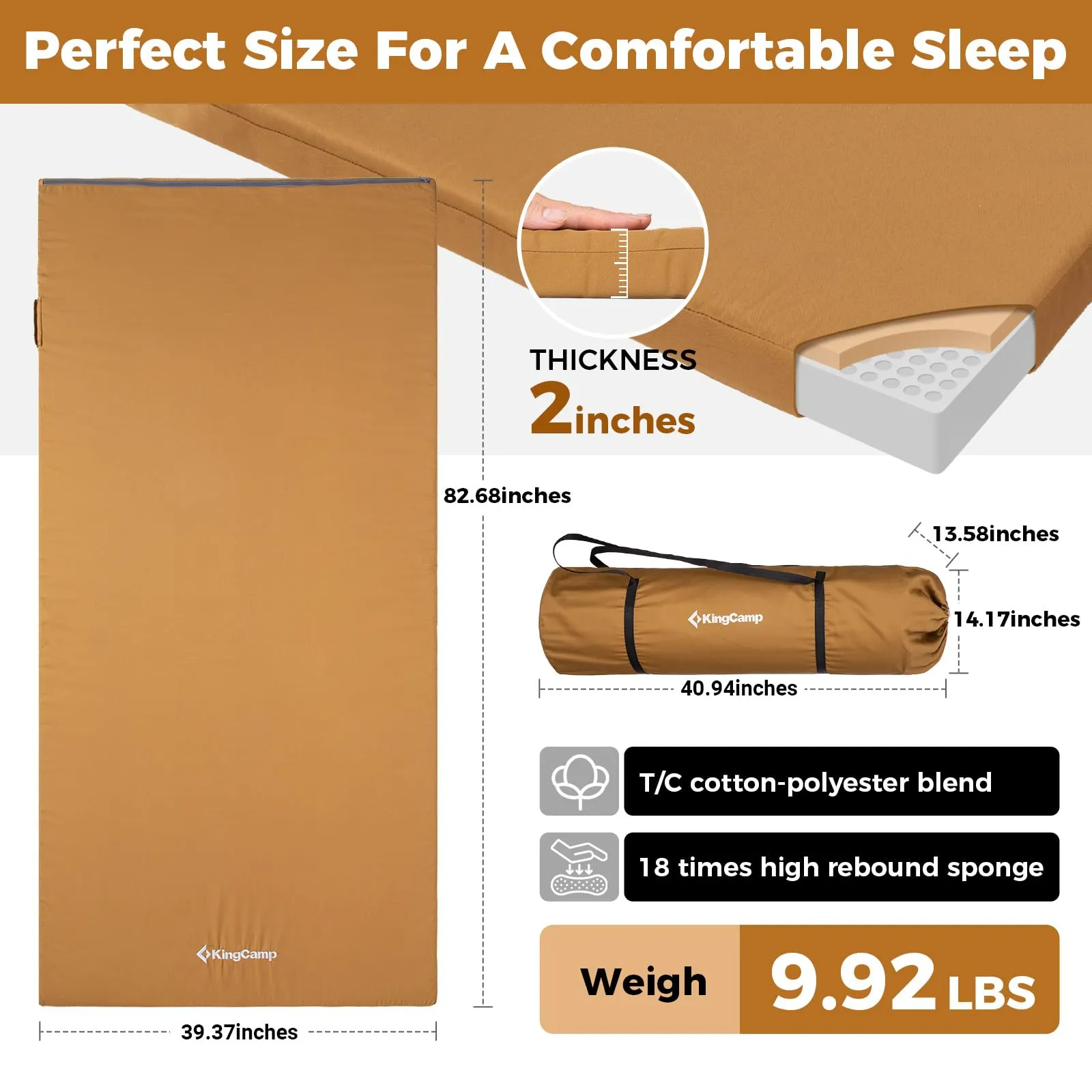 KingCamp Comfort X 5 Quilted Memory Foam Camping Matress