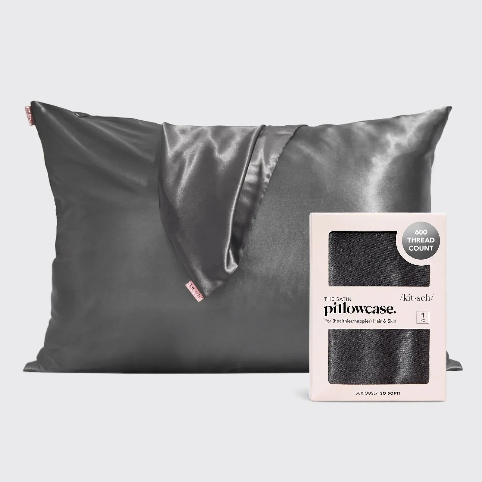 Kitsch: Standard Satin Pillowcase in Charcoal