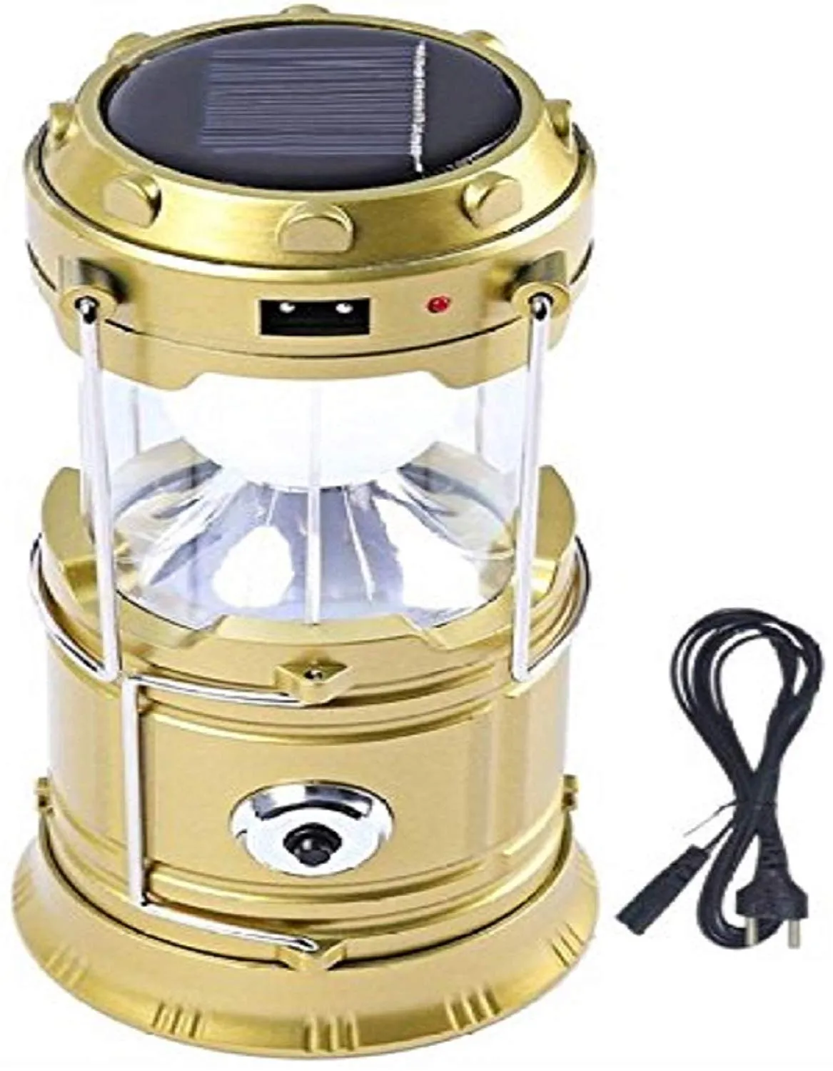 Kuber Industries 2 Piece Solar Lantern Emergency Light LED Rechargeable Torch with USB Mobile Charging Point and 2 Power Source Solar (Gold & Blue)-CTKTC022907