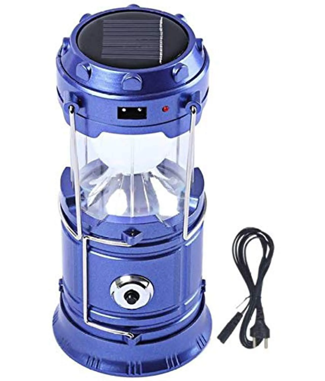 Kuber Industries 2 Piece Solar Lantern Emergency Light LED Rechargeable Torch with USB Mobile Charging Point and 2 Power Source Solar (Gold & Blue)-CTKTC022907