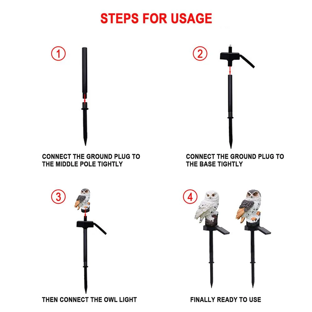 LED Garden Owl Solar Lights Patio Yard Lawn Stake Lamp Party Decor