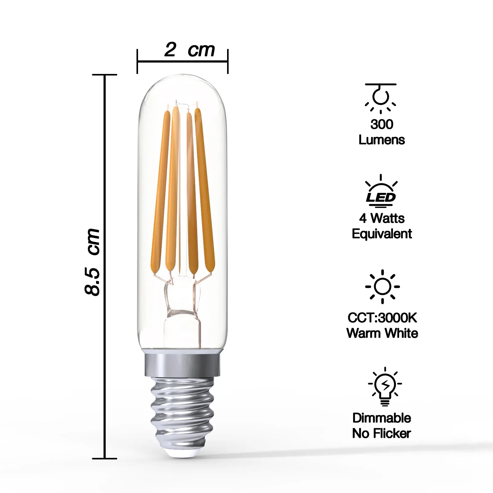 LED T6 Tube Shape 4W 3000K E14 Dimmable 6PACK