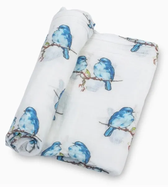 LollyBanks Bluebird of Happiness Baby Swaddle Blanket