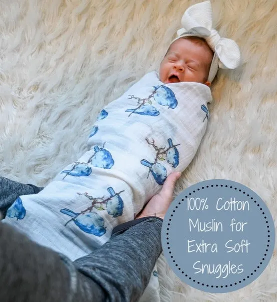 LollyBanks Bluebird of Happiness Baby Swaddle Blanket