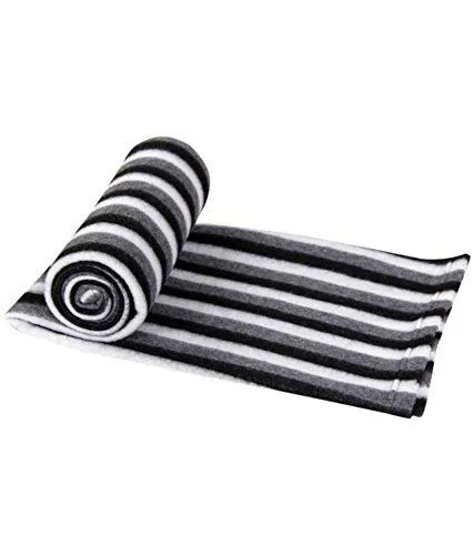 MAGIC Single Bed Ac Fleece Blanket Size :Single :60X90 Inch Pack of 1 - Black and White Stripes