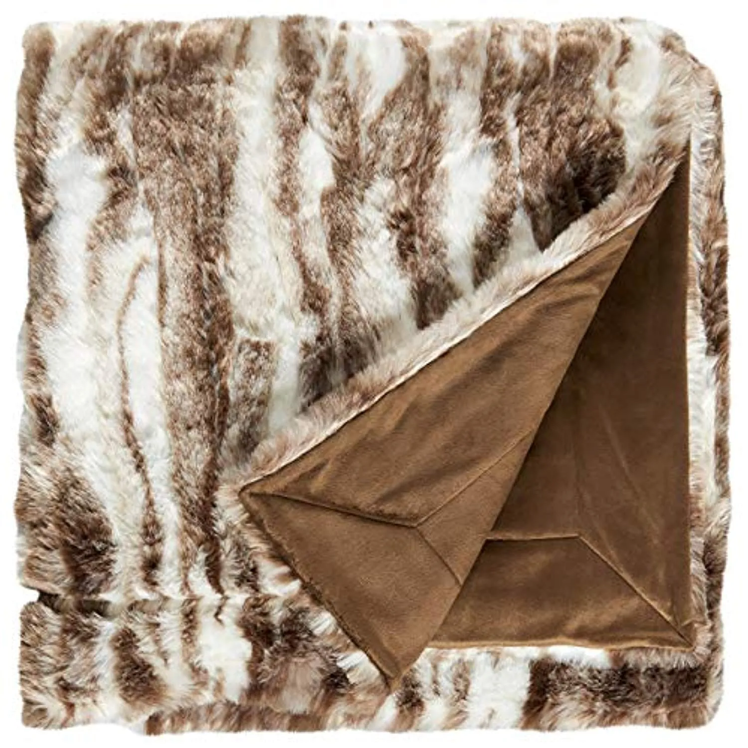 Marble Faux Fur Throw Blanket, Soft and Luxurious, 80" x 60", Brown