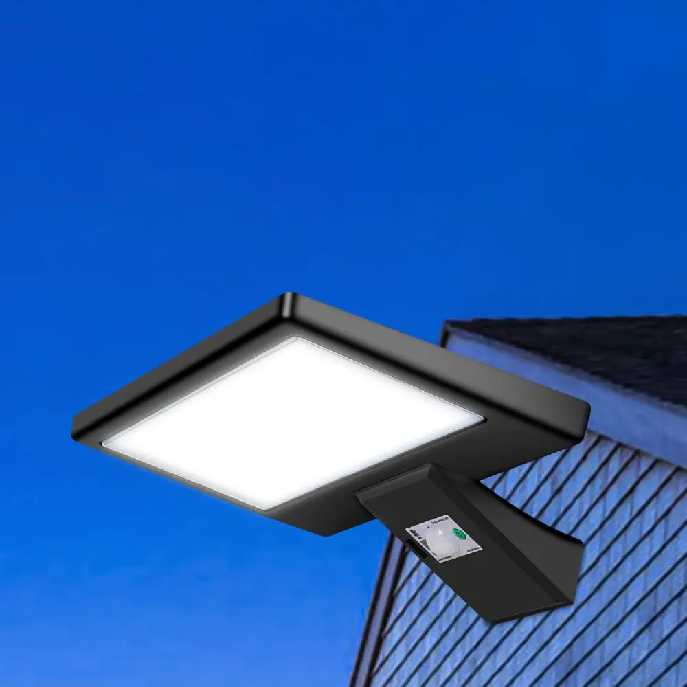 Modern Black Rectangular Human Sensor Solar Waterproof Outdoor Patio LED Wall Light