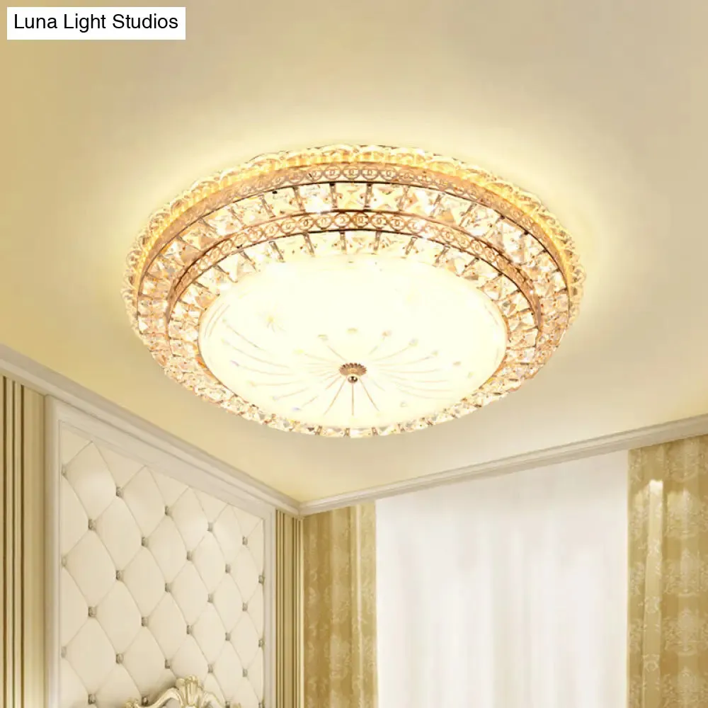 Modern Gold LED Bedroom Ceiling Light with Crystal Bowl Shade