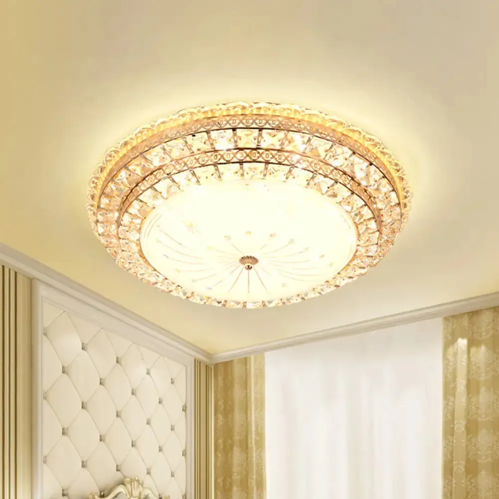 Modern Gold LED Bedroom Ceiling Light with Crystal Bowl Shade