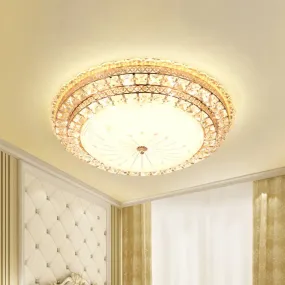 Modern Gold LED Bedroom Ceiling Light with Crystal Bowl Shade