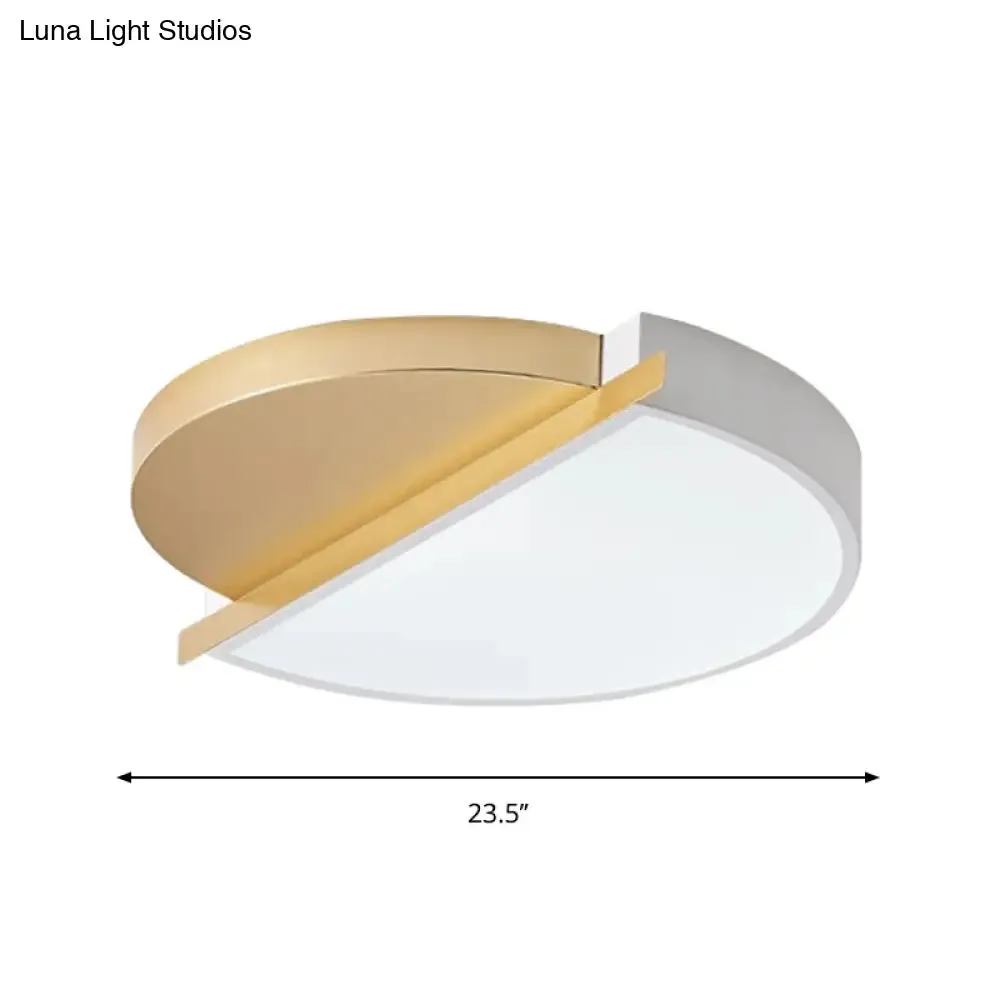 Modern Metal LED Flush Light: Sunrise Design, 16"/23.5" W Round LED Bedroom Ceiling Mount Lamp in White/3 Color Light