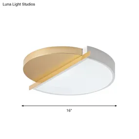 Modern Metal LED Flush Light: Sunrise Design, 16"/23.5" W Round LED Bedroom Ceiling Mount Lamp in White/3 Color Light