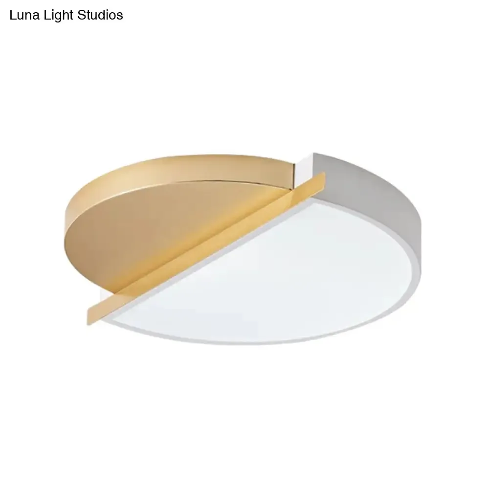 Modern Metal LED Flush Light: Sunrise Design, 16"/23.5" W Round LED Bedroom Ceiling Mount Lamp in White/3 Color Light