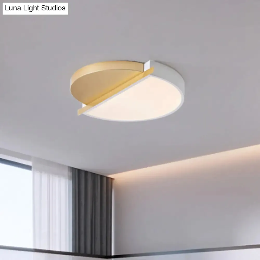 Modern Metal LED Flush Light: Sunrise Design, 16"/23.5" W Round LED Bedroom Ceiling Mount Lamp in White/3 Color Light