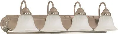 Monument 4-Light Vanity Fixture Brushed Nickel 30 X 7-5/8 Inch  Uses (4) 100-Watt Incandescent Medium Base Lamps