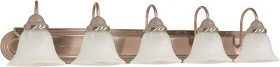 Monument 5-Light Vanity Fixture Brushed Nickel 36 X 7-5/8 Inch  Uses (5) 100-Watt Incandescent Medium Base Lamps