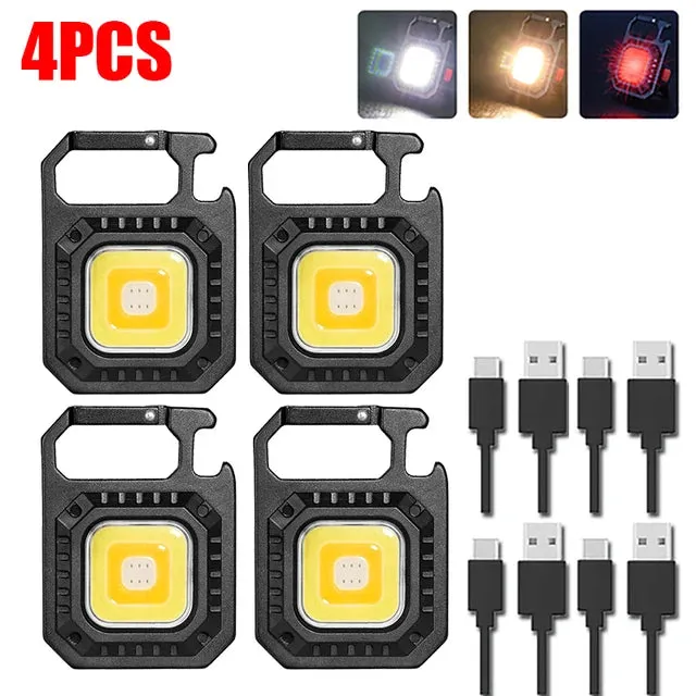 Multifunctional Mini COB LED Working Light USB Rechargeable Portable Flashlight KeychainTorch Outdoor Camping Lantern