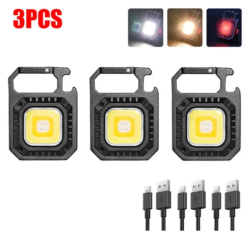 Multifunctional Mini COB LED Working Light USB Rechargeable Portable Flashlight KeychainTorch Outdoor Camping Lantern