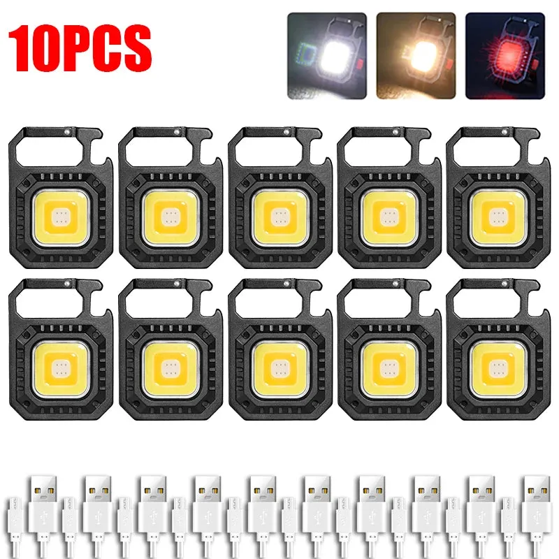 Multifunctional Mini COB LED Working Light USB Rechargeable Portable Flashlight KeychainTorch Outdoor Camping Lantern