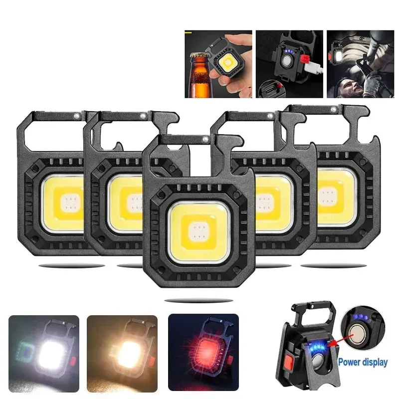 Multifunctional Mini COB LED Working Light USB Rechargeable Portable Flashlight KeychainTorch Outdoor Camping Lantern