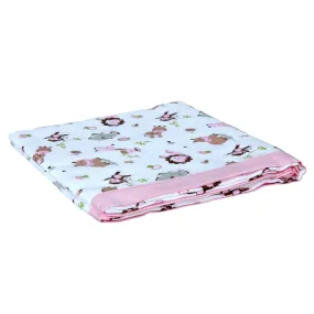 Muslin Blanket - 4 Layered - Zoo Pink