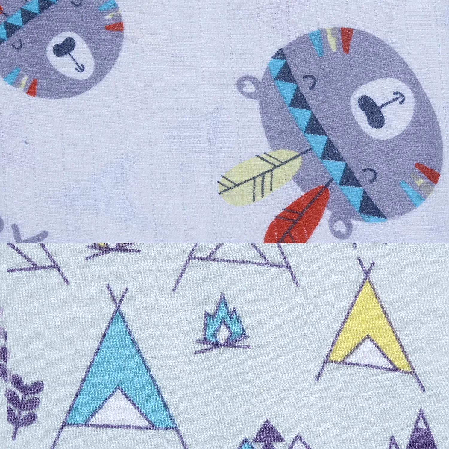 Muslin Blanket - 6 Layered - Teepee/Bearface Print