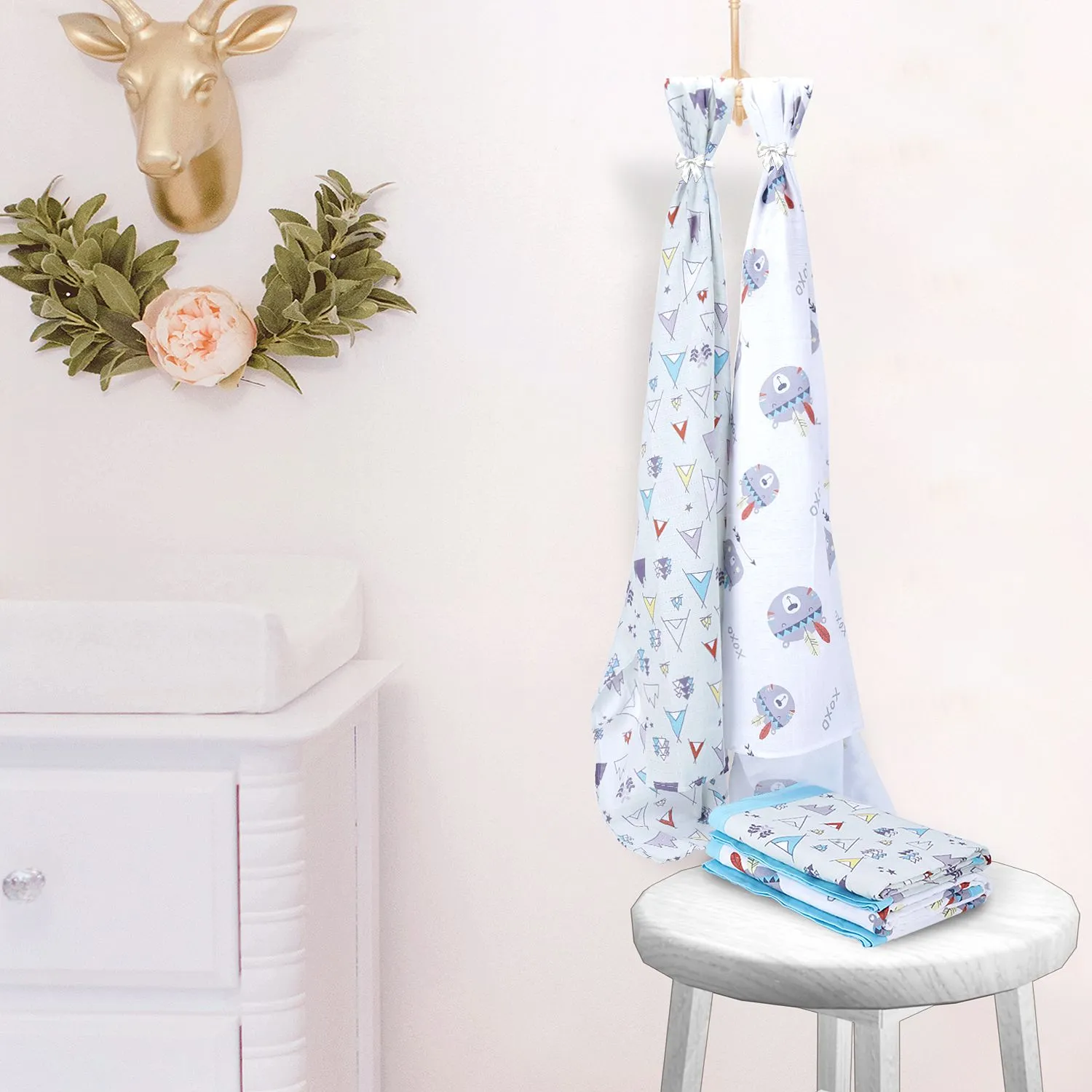 Muslin Blanket - 6 Layered - Teepee/Bearface Print